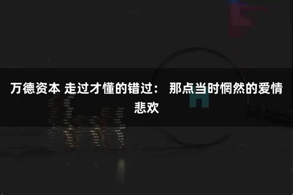 万德资本 走过才懂的错过： 那点当时惘然的爱情悲欢